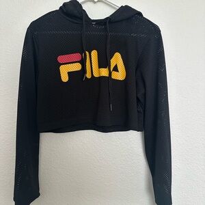 FILA Black Cropped Mesh Hoodie